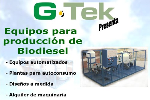 G-Tek planta de biodiésel totalmente automatizada de capacidades variables G-Tek planta de biodiésel totalmente automatizada de capacidades variables