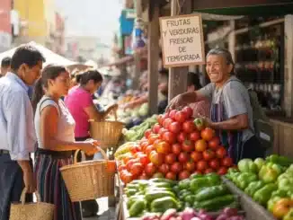 Alimentación consciente - Mercado de frutas y verduras frescas de temporada